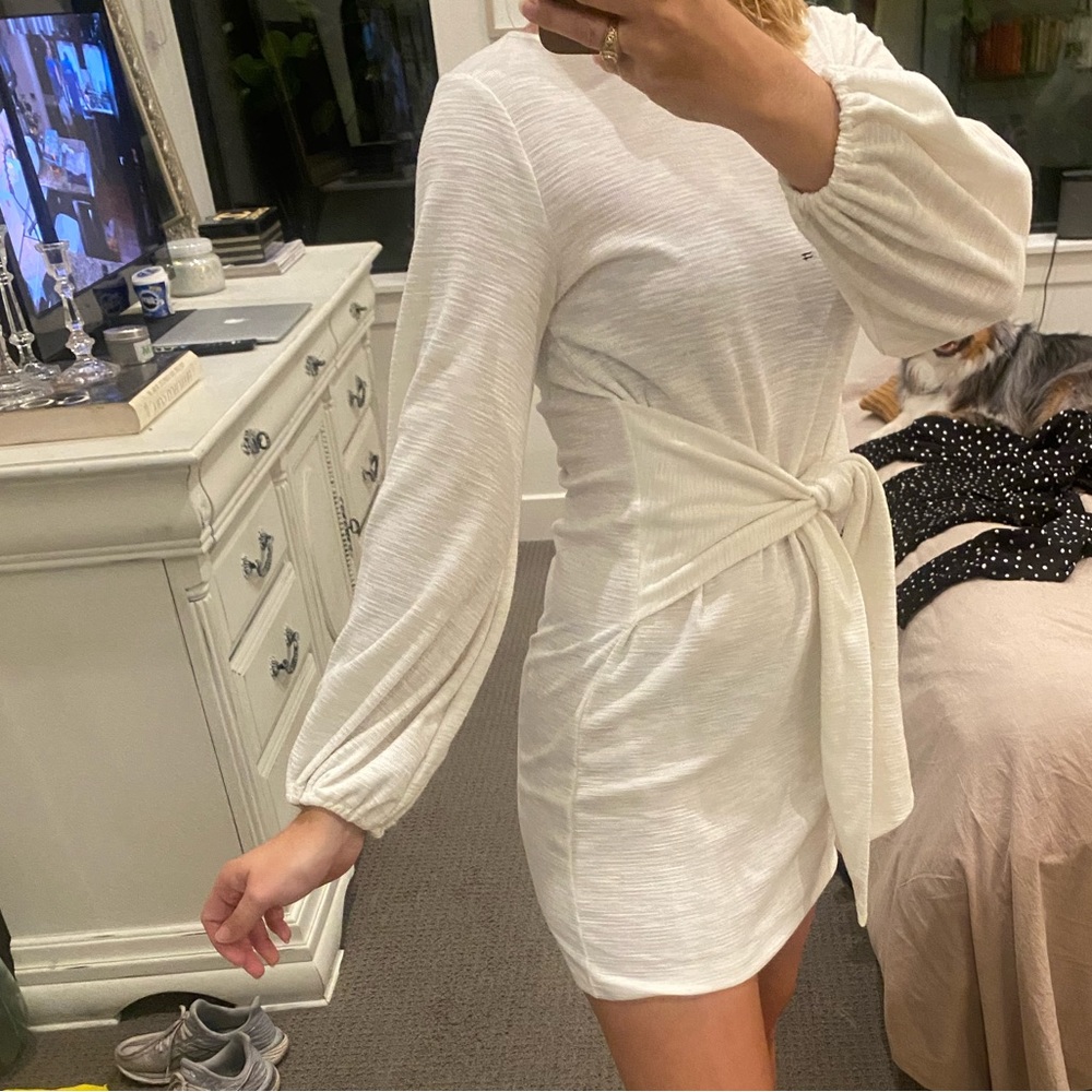 White dress that ties in the front